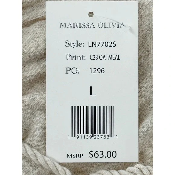 Marissa Olivia Oatmeal Linen Blend Crochet Lace Trim Tassel Shorts Sz L NEW - Picture 13 of 13